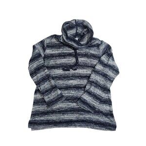 Sunday Women's Blue White Tie Cowl-Neck Light Sweater Size Large